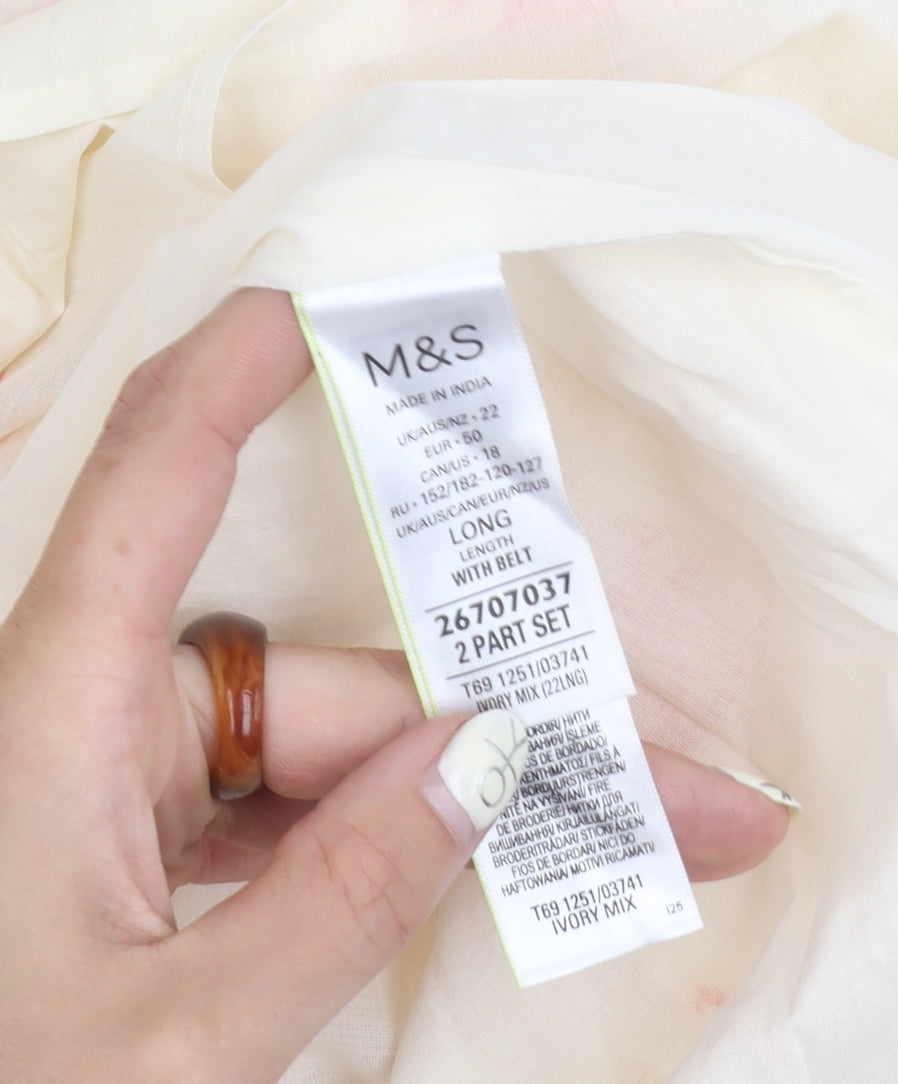 Marks and Spencer Women Ivory Floral Long Dress Size 22