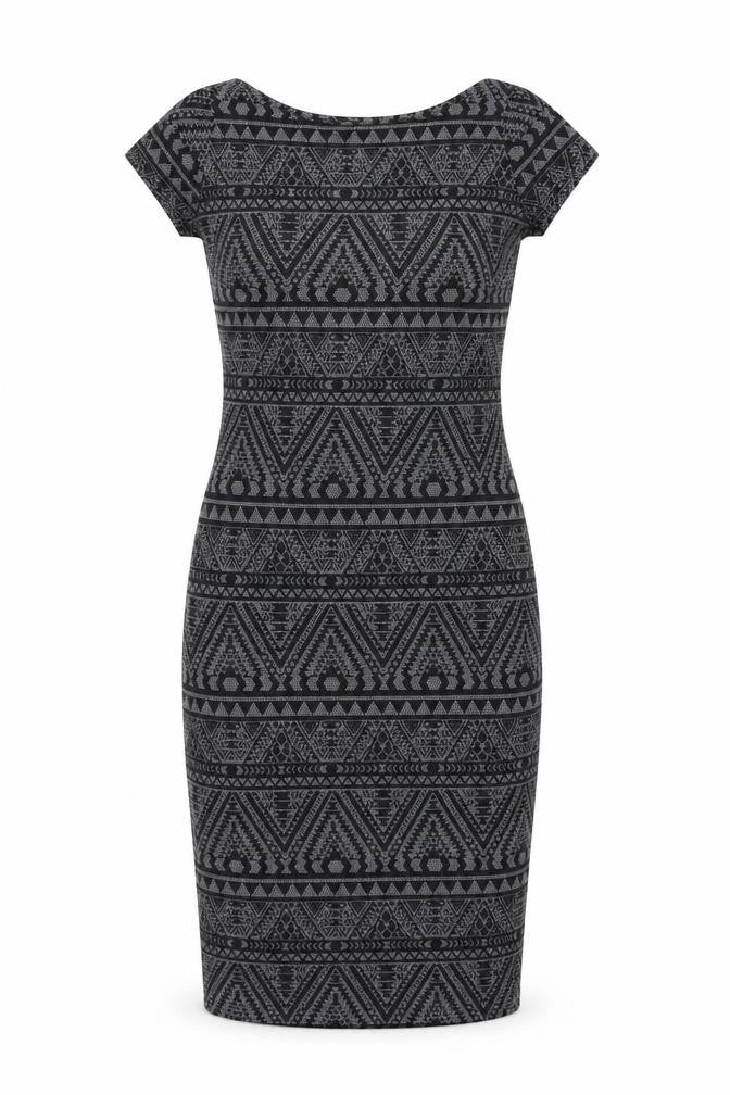 Front view of SoulCal Grey Geometric Bodycon Dress XS