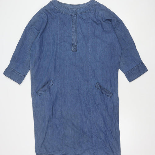 Onfire Blue Women's Size 14 Cotton Shirt Dress Casual