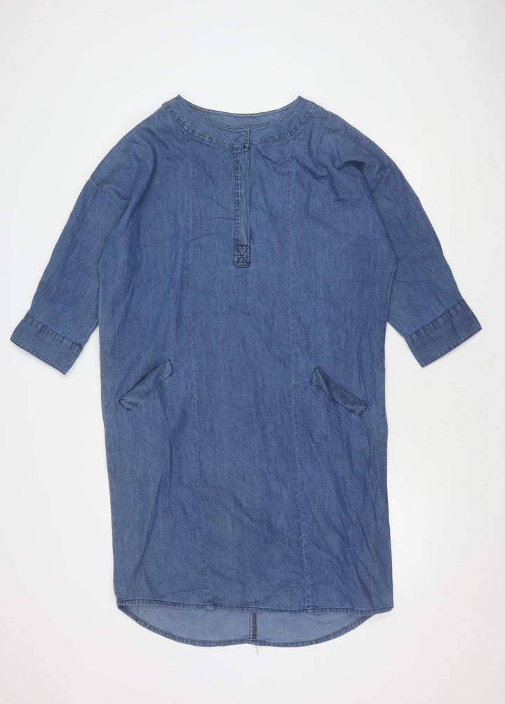 Onfire Blue Women's Size 14 Cotton Shirt Dress Casual