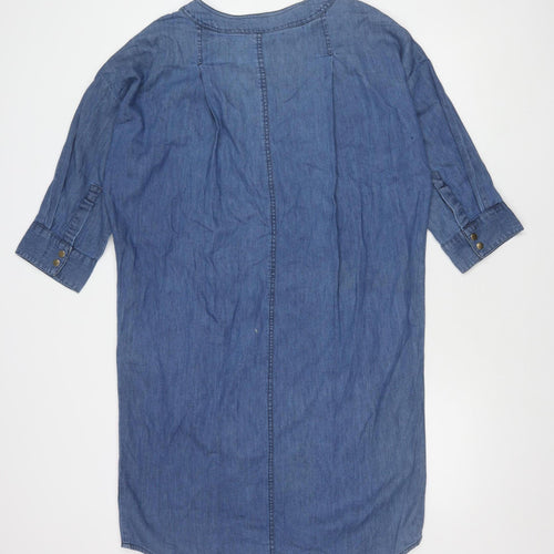 Onfire Blue Women's Size 14 Cotton Shirt Dress Casual