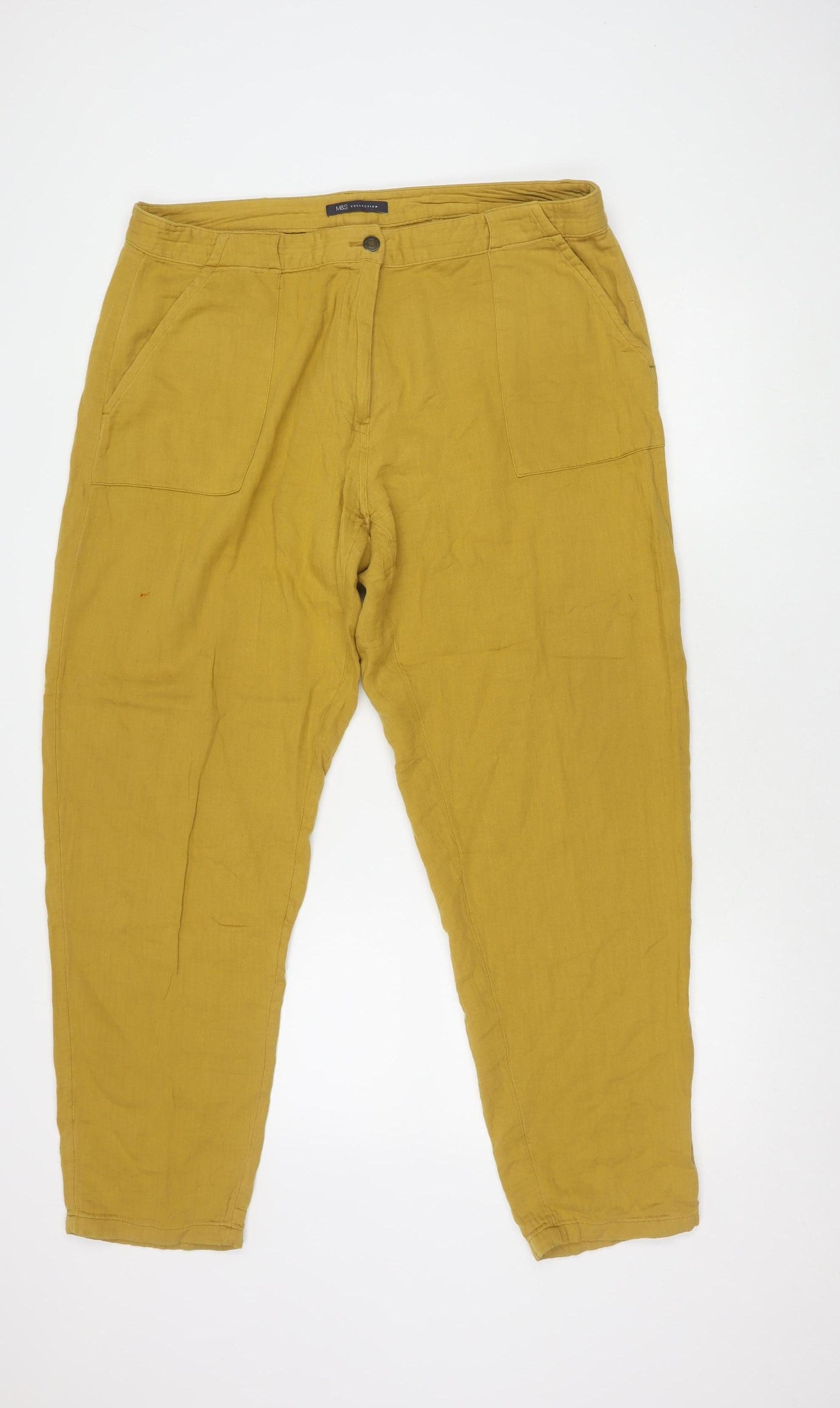 Marks and Spencer Women's Yellow Trousers Size 18
