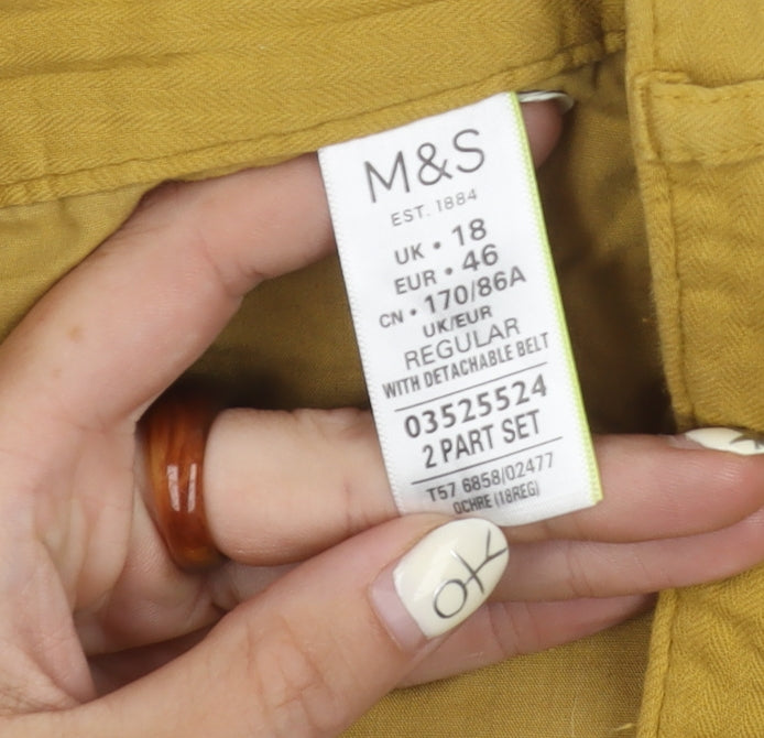 Marks and Spencer Women's Yellow Trousers Size 18