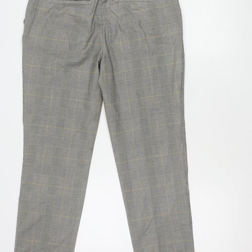 H&M Women's Grey Check Trousers Size 12