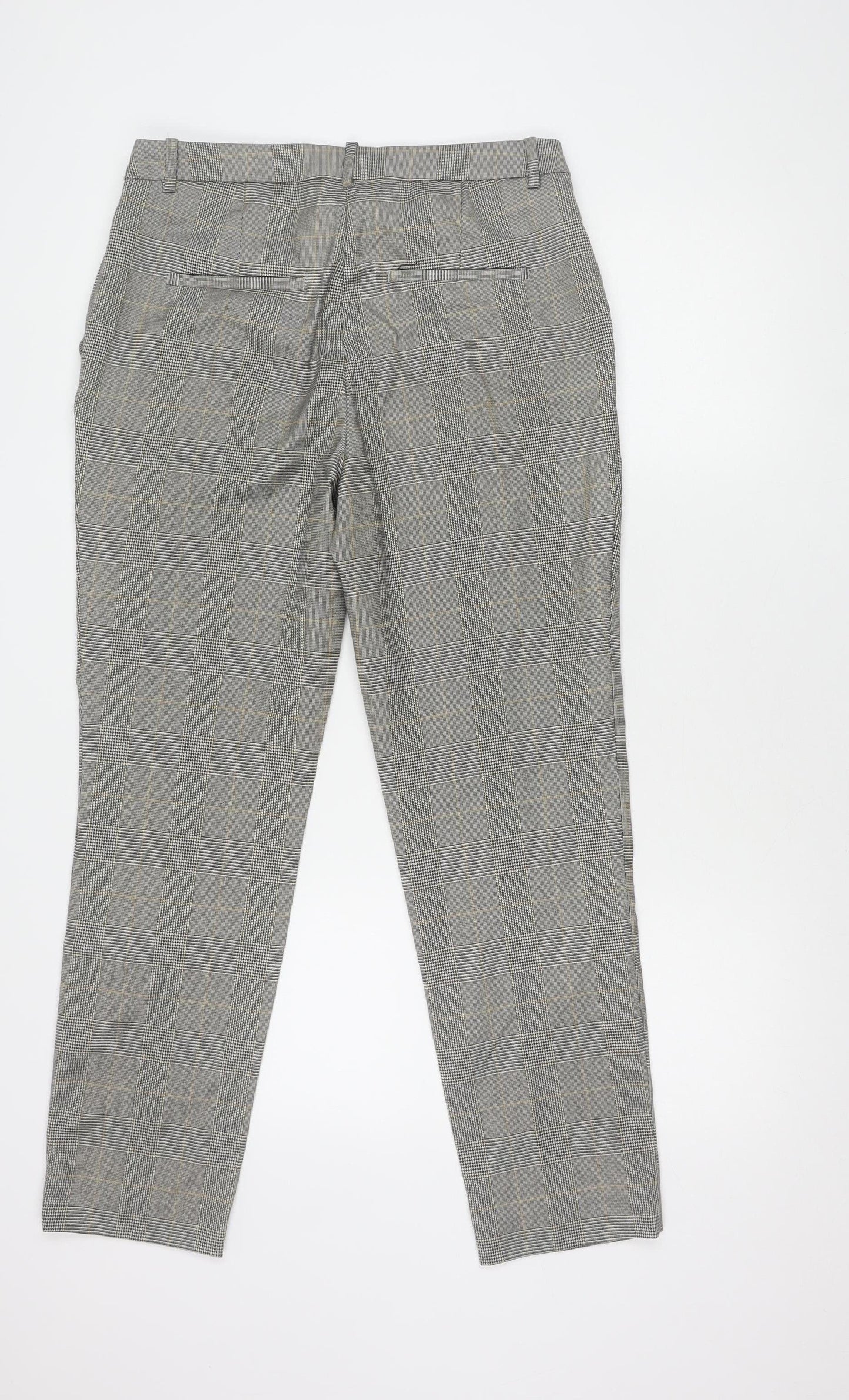 H&M Women's Grey Check Trousers Size 12