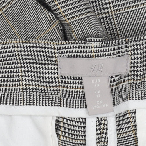 H&M Women's Grey Check Trousers Size 12