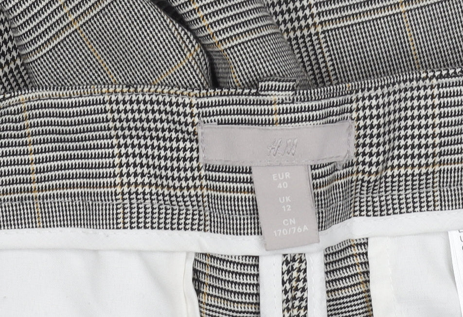 H&M Women's Grey Check Trousers Size 12