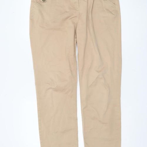 Marks and Spencer Women's Beige Chino Trousers Size 14