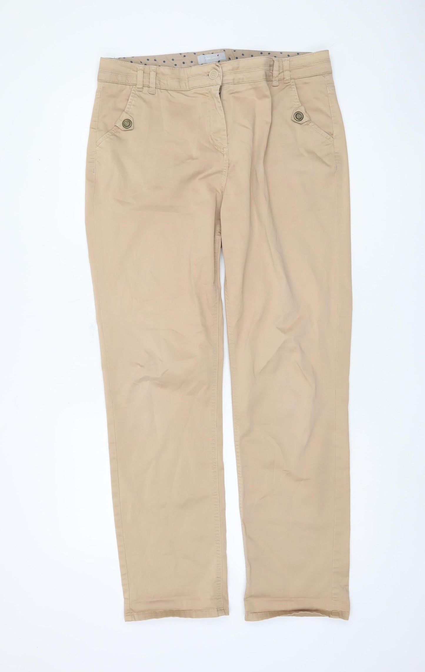 Marks and Spencer Women's Beige Chino Trousers Size 14
