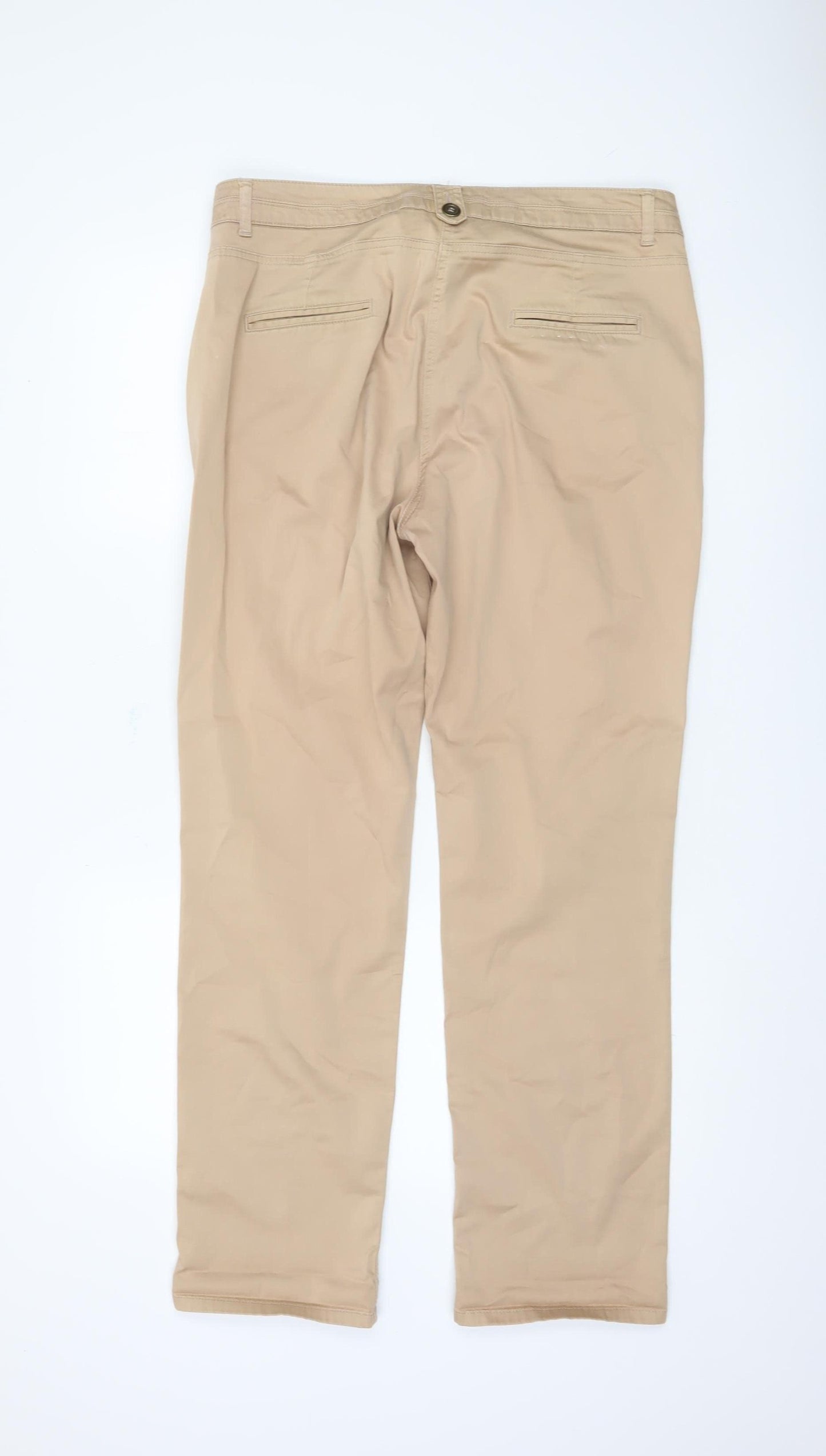 Marks and Spencer Women's Beige Chino Trousers Size 14