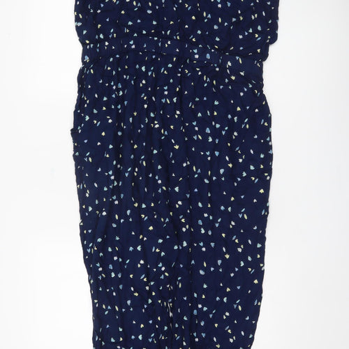 Weird Fish Women's Blue Floral Jumpsuit Size 16