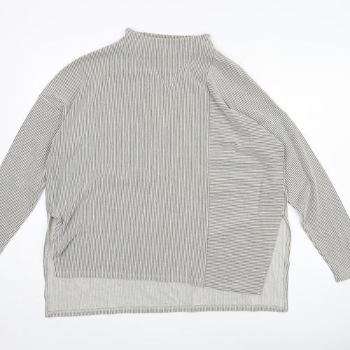 French Connection Women's Grey Stripe Knit Top, Size S