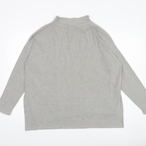 French Connection Women's Grey Stripe Knit Top, Size S