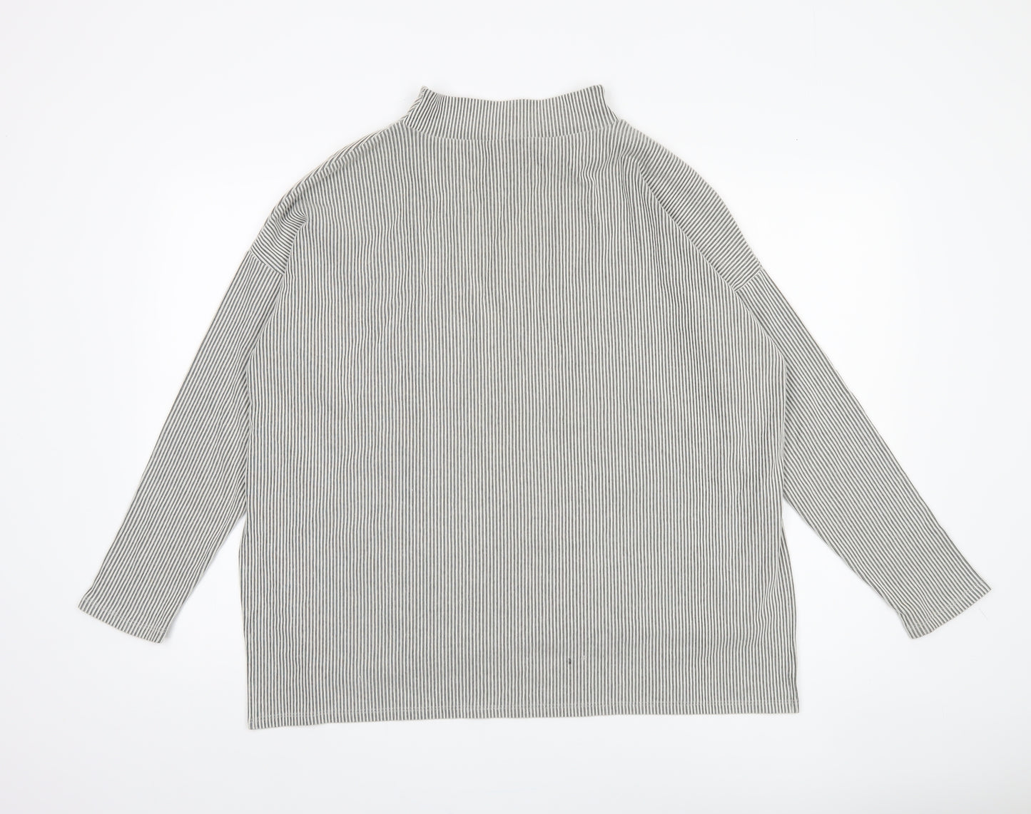 French Connection Women's Grey Stripe Knit Top, Size S