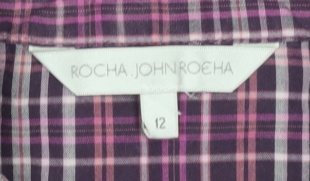 Rocha John Rocha Women's Purple Plaid Blouse, Size 12