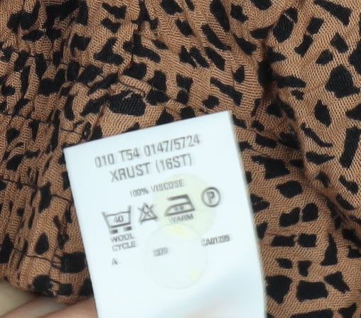 M&S Women's Brown Viscose Trousers Size 16