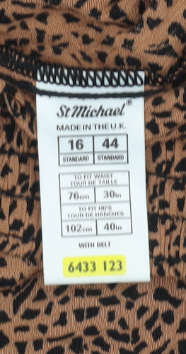 M&S Women's Brown Viscose Trousers Size 16