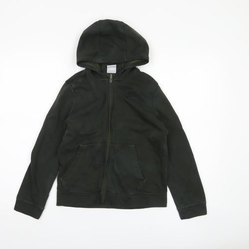 Nike Boys Green Full Zip Hoodie - M, Regular Fit, Hooded