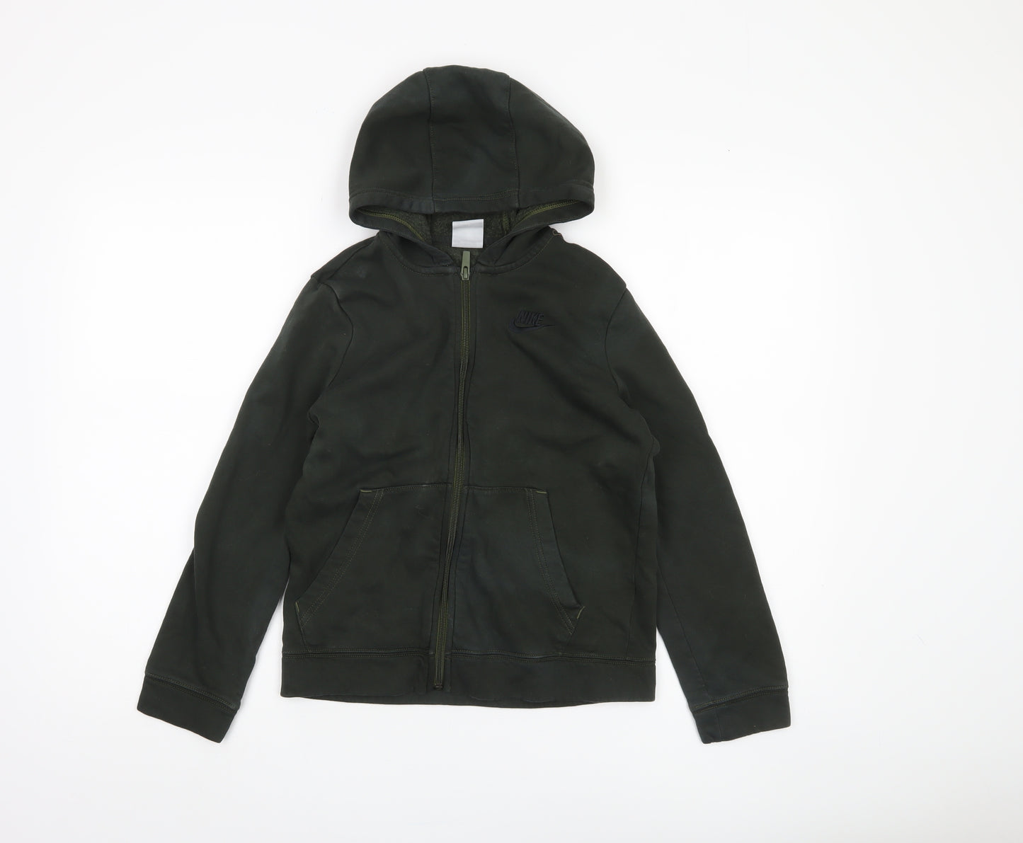 Nike Boys Green Full Zip Hoodie - M, Regular Fit, Hooded
