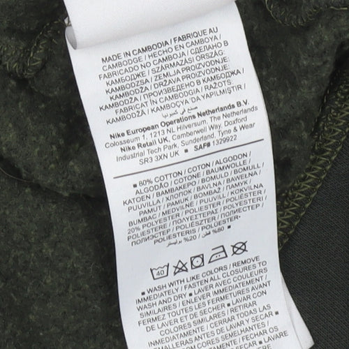 Nike Boys Green Full Zip Hoodie - M, Regular Fit, Hooded