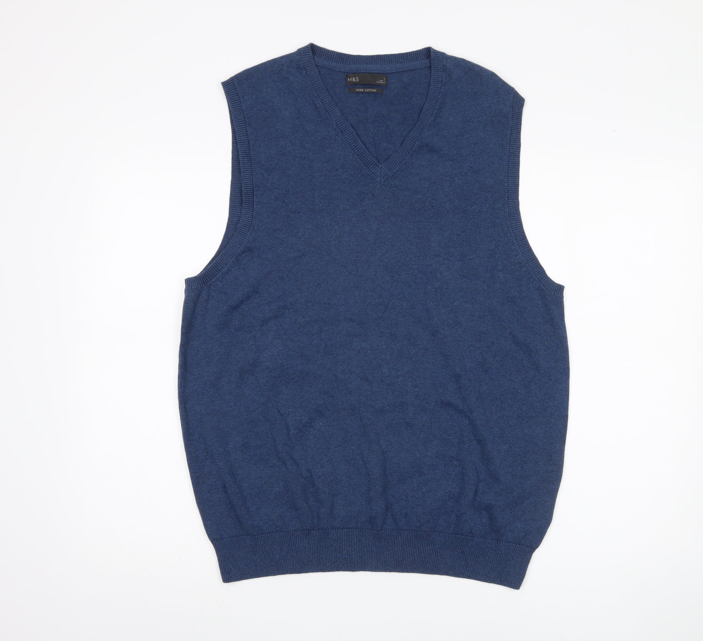 Marks and Spencer Men's Blue Cotton Vest L
