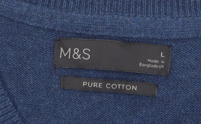Marks and Spencer Men's Blue Cotton Vest L