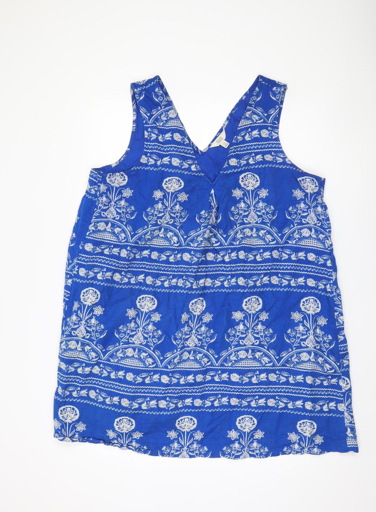 Next Women's Blue Floral Linen Blend Tank Top