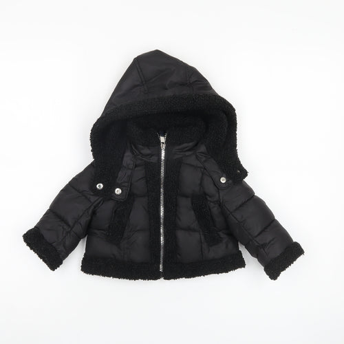 French Connection Black Unisex Baby Puffer Jacket 12 Months