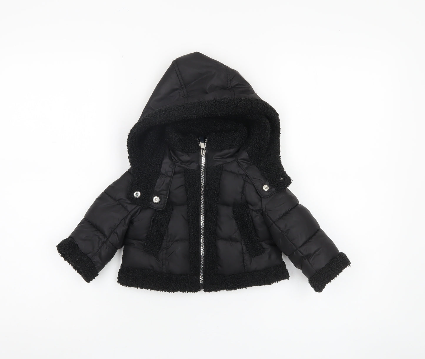 French Connection Black Unisex Baby Puffer Jacket 12 Months