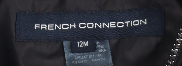 French Connection Black Unisex Baby Puffer Jacket 12 Months