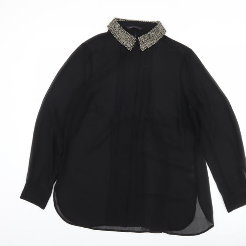 Marks and Spencer Women's Black 14 Beaded Collared Blouse