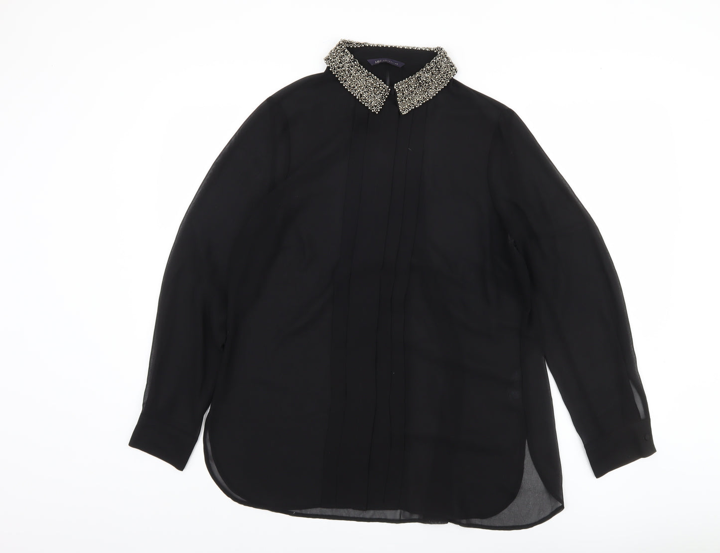 Marks and Spencer Women's Black 14 Beaded Collared Blouse