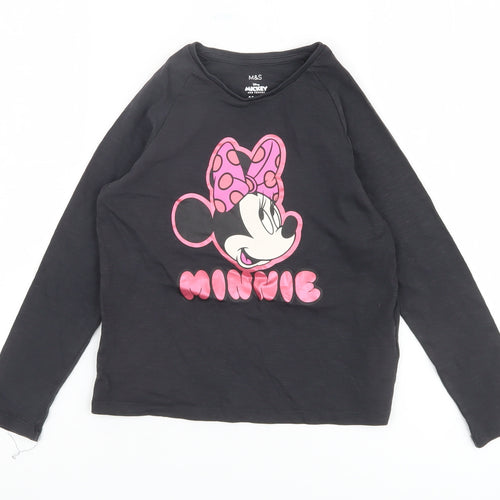 Marks and Spencer Girls Black Minnie Mouse T-Shirt, 6-7 Years, Disney