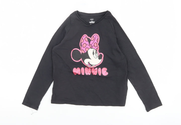 Marks and Spencer Girls Black Minnie Mouse T-Shirt, 6-7 Years, Disney