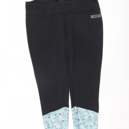 Crivit Women's Black Floral Leggings Size XL