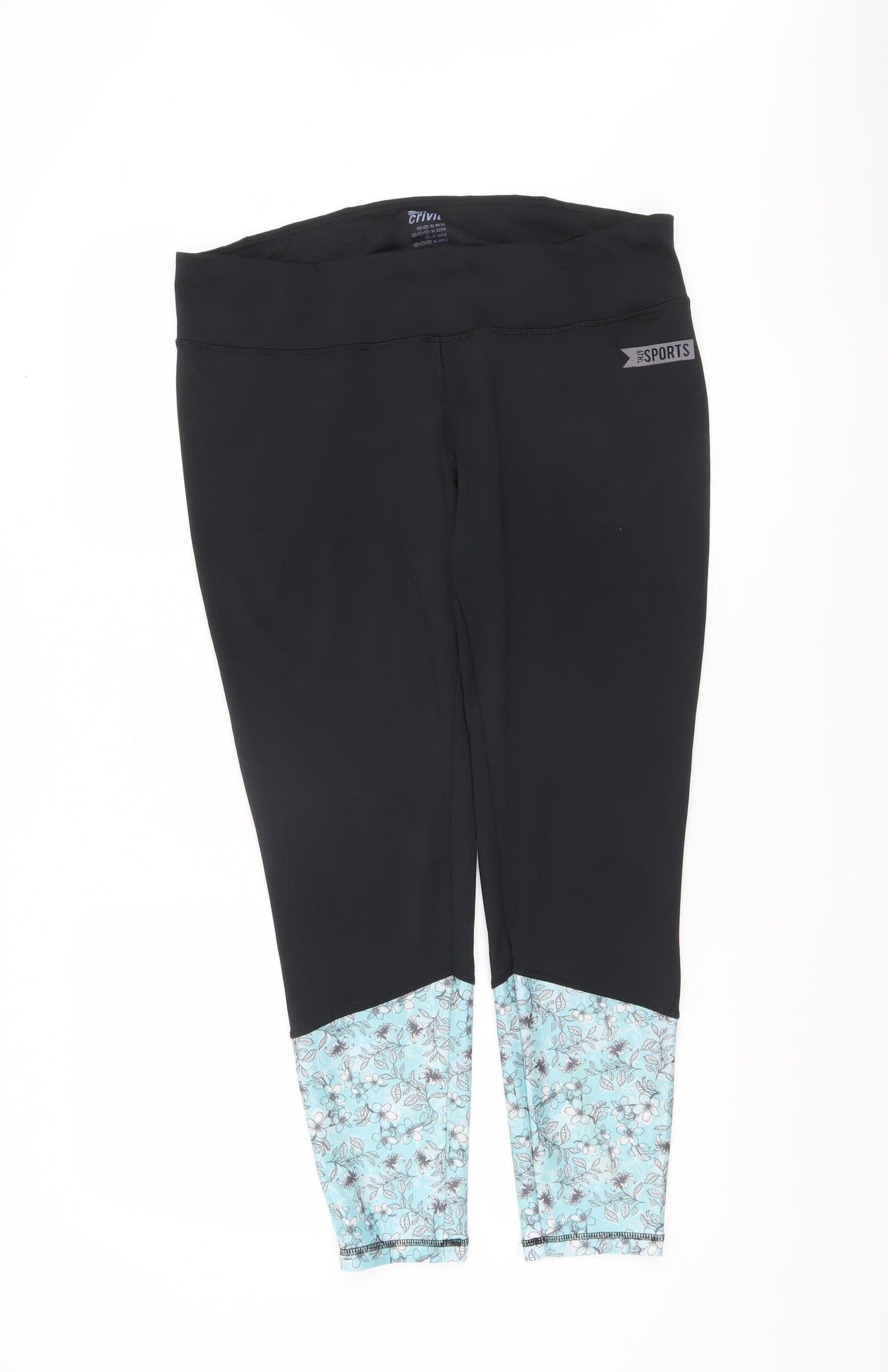 Crivit Women's Black Floral Leggings Size XL