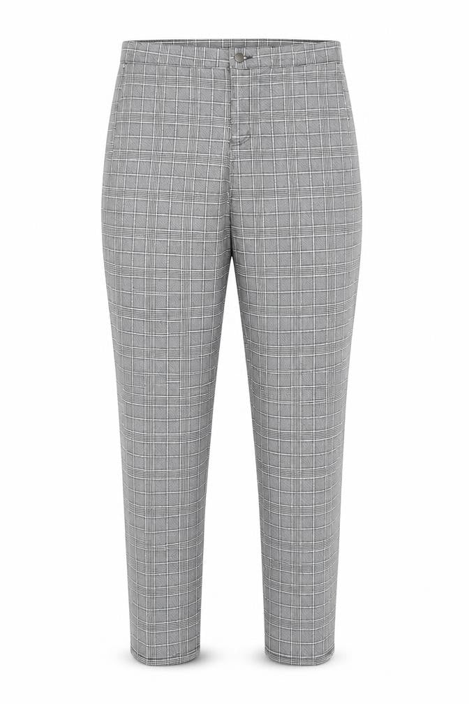 Front view of Topshop Women's Grey Check Trousers, size L