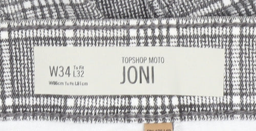 Topshop Women's Grey Check Trousers Size L