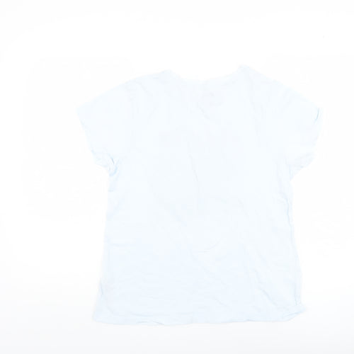Disney Women’s White Cartoon T-Shirt, S, Casual Crew Neck
