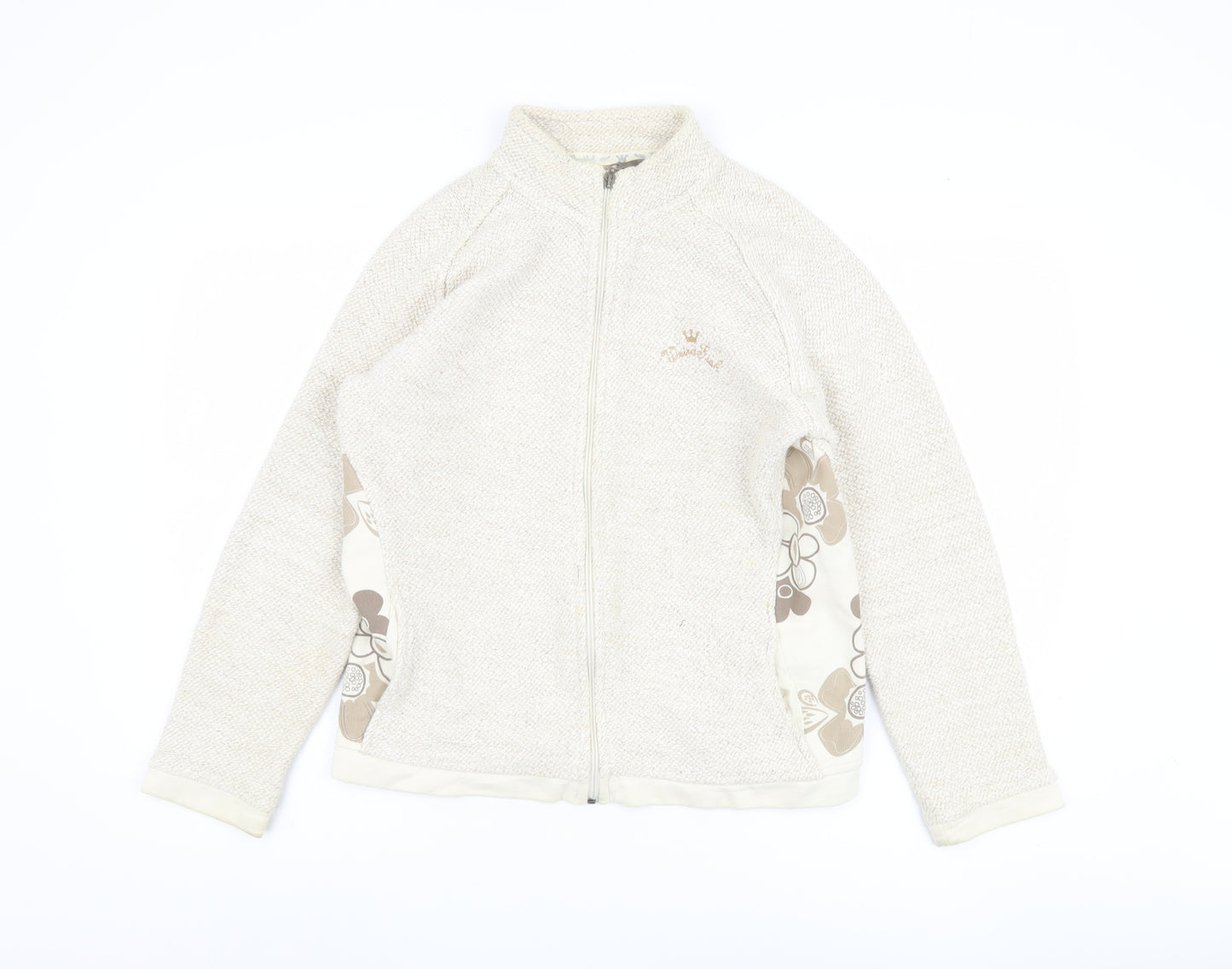 Weird Fish Women's Beige Floral Knit Jacket L