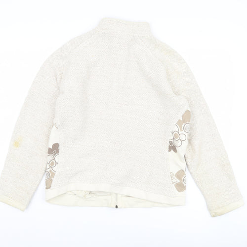 Weird Fish Women's Beige Floral Knit Jacket L