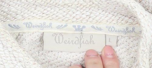 Weird Fish Women's Beige Floral Knit Jacket L