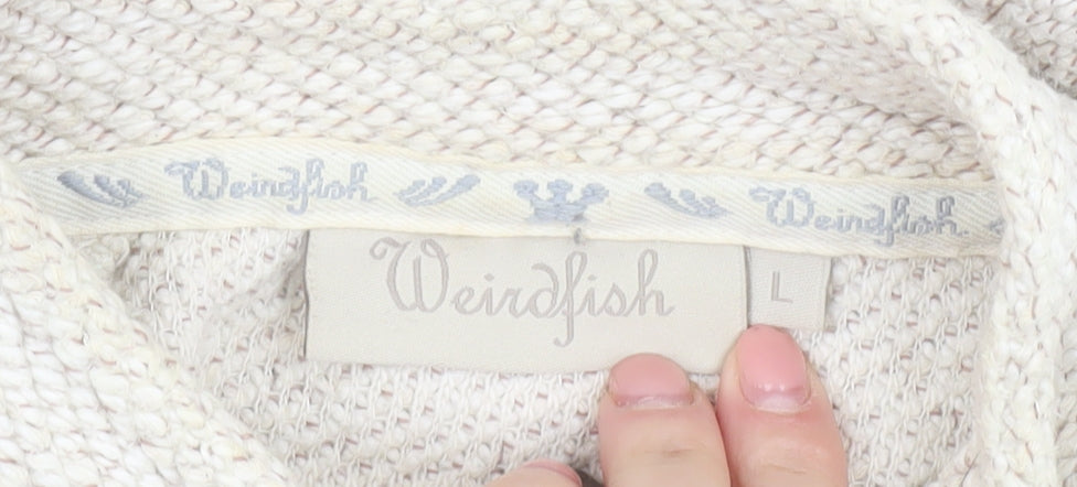 Weird Fish Women's Beige Floral Knit Jacket L