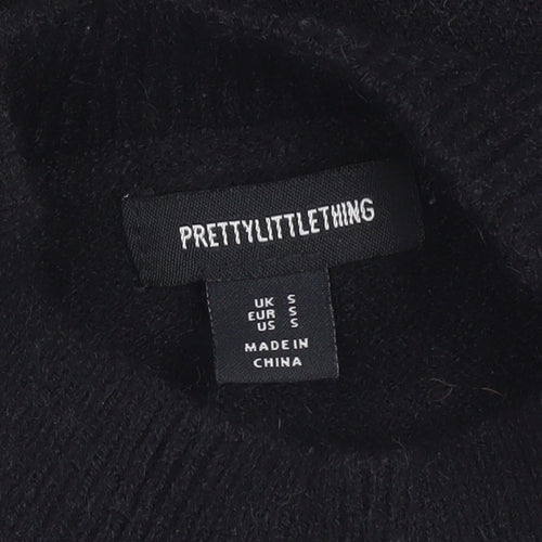 PrettyLittleThing Women's Black Cable-Knit Mock Neck Jumper