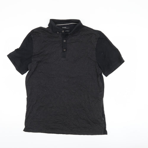 Marks and Spencer Men's Black Polo Shirt, M