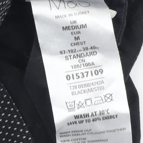 Marks and Spencer Men's Black Polo Shirt, M