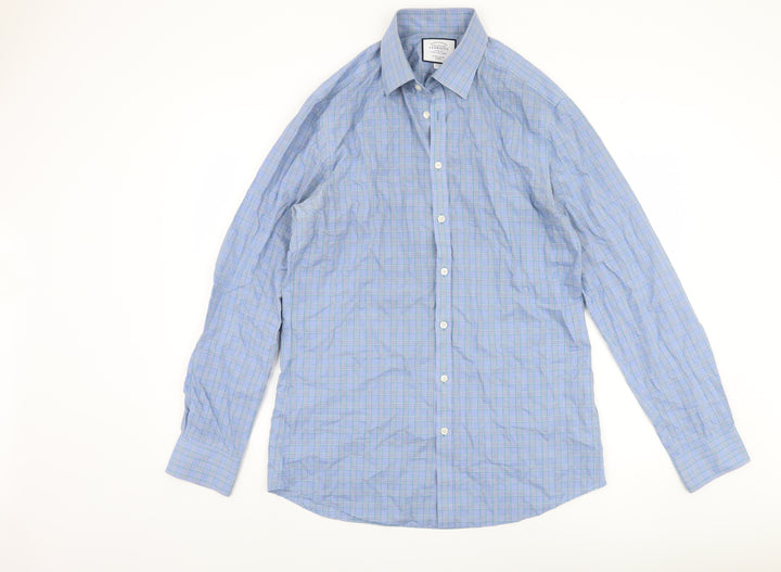 Charles Tyrwhitt Men's Blue Check Extra-Slim Fit Shirt