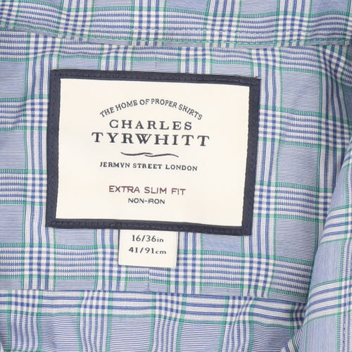 Charles Tyrwhitt Men's Blue Check Extra-Slim Fit Shirt