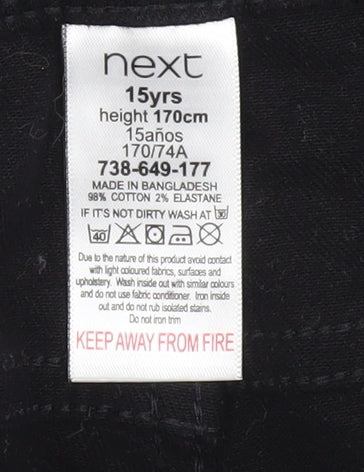 Next Boys Black Skinny Jeans 15 Years Cotton Elastane