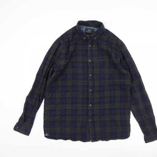Farrell Men's Blue Plaid Long Sleeve Shirt Size L